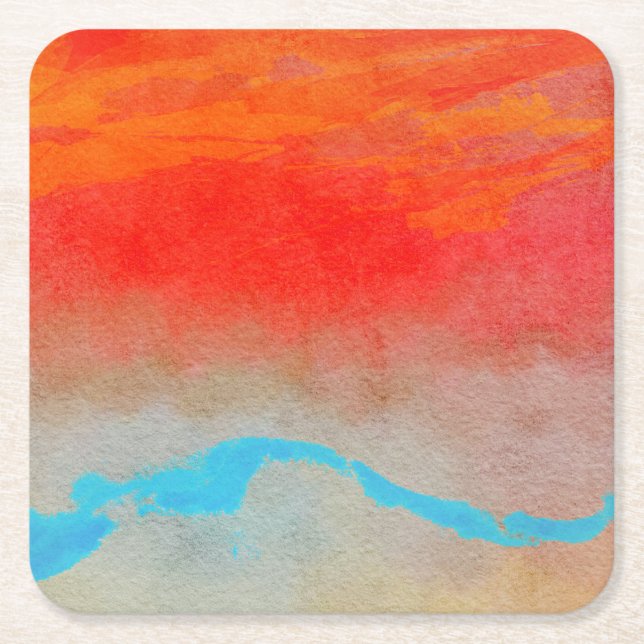 Ocean Sunset Abstrakt Rechteckiger Pappuntersetzer (Vorderseite)