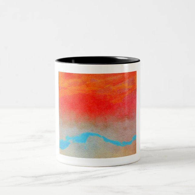 Ocean Sunset Abstrakt Zweifarbige Tasse (Mittel)
