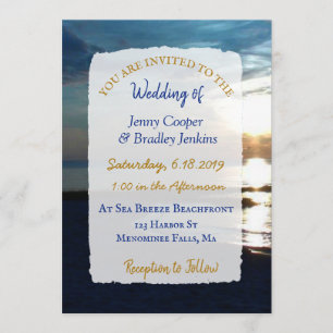Ocean Sunset at Dusk Wedding Einladung