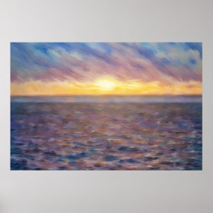 Ocean Sunset Beach Art Poster