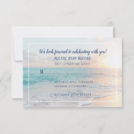 Ocean Sunset Beach Hochzeitsbild RSVP Karte