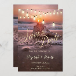 Ocean Sunset Beach Seashell, leicht Save the Date