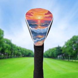 Ocean Sunset Beach Waves Wasserfarbe Golf Headcover