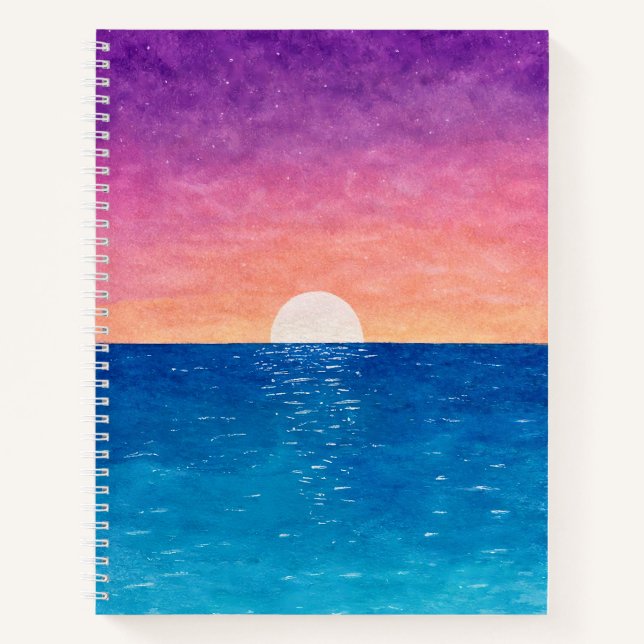 Ocean Sunset Design Notebook Notizbuch (Vorderseite)