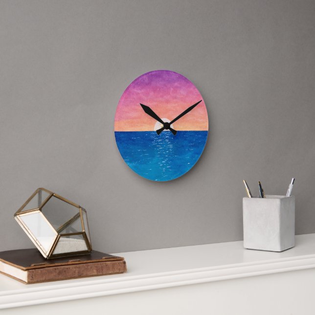 Ocean Sunset Design Wall Clock Runde Wanduhr (Büro)