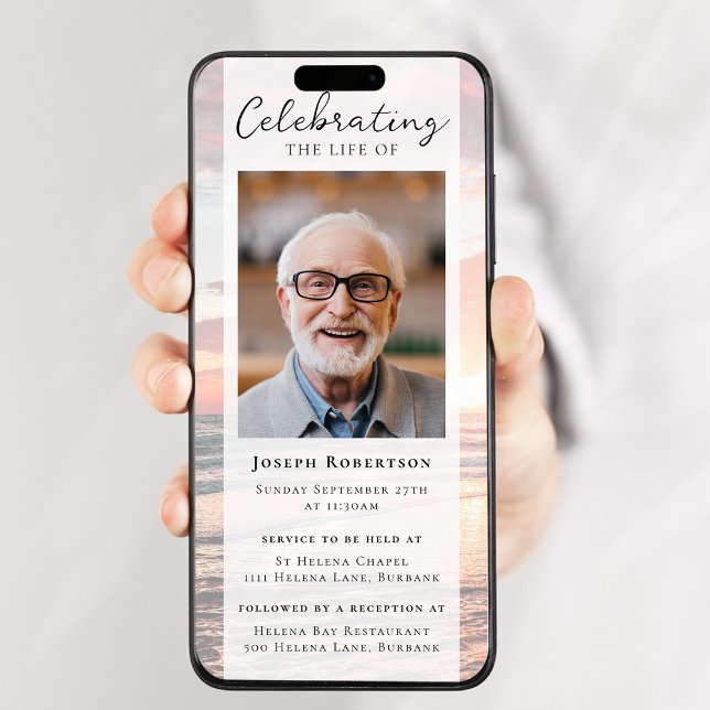 Ocean Sunset Foto Beerdigung Digital Evite Einladung (Von Creator hochgeladen)