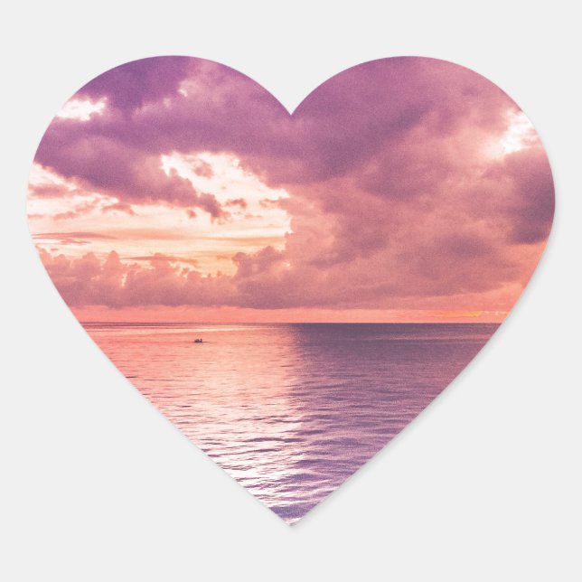 Ocean Sunset Inspiration Herz-Aufkleber (Vorderseite)