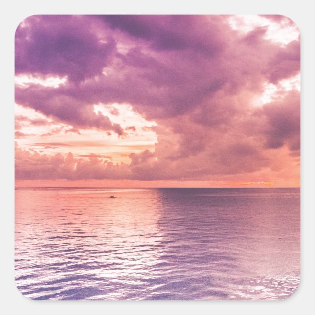 Ocean Sunset Inspiration Quadratischer Aufkleber (Vorderseite)