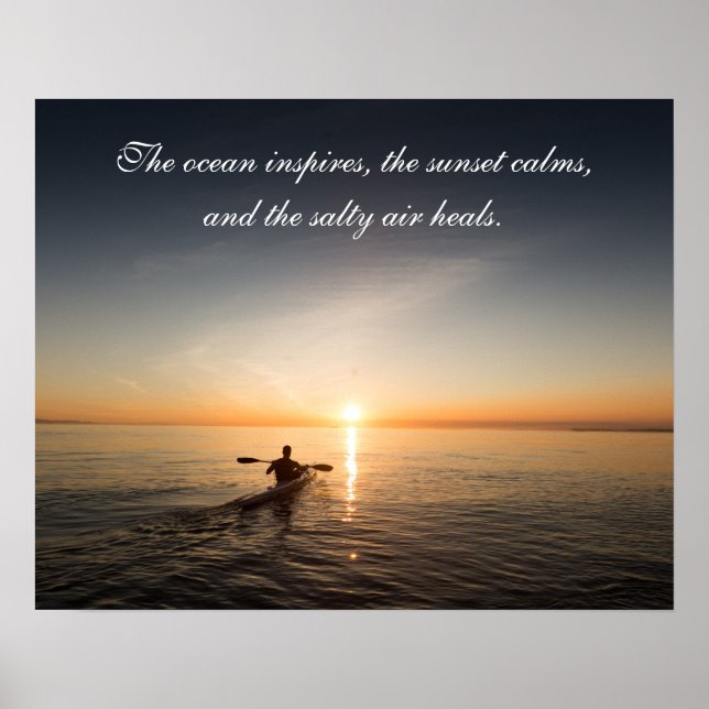 Ocean Sunset Kayak Kanu Inspiration Zitat Poste Poster (Vorne)