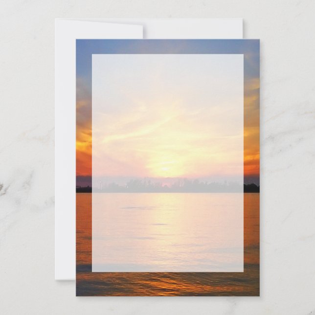 Ocean Sunset mit Imitate Vellum Overlay Wedding (Vorderseite)