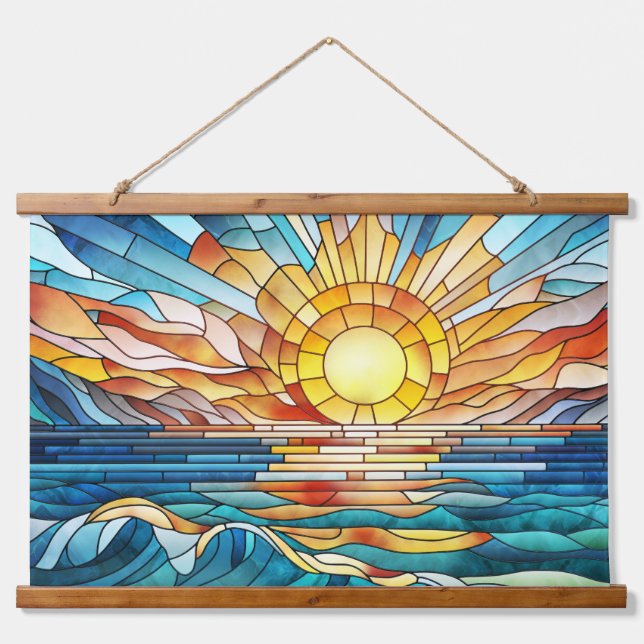 Ocean Sunset Mosaik Art Wandteppich Mit Holzrahmen (Vorne)