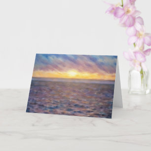 Ocean Sunset Oil Pastor Style Art Karte