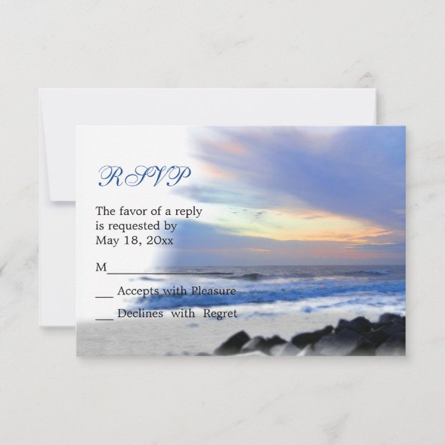 Ocean Sunset on Beach RSVP Card (Vorderseite)