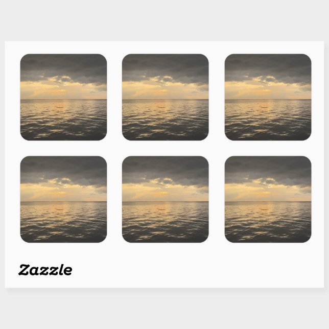Ocean Sunset Reflection Photography-Beautiful Sea Quadratischer Aufkleber (Blatt)