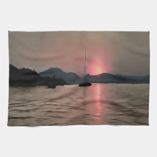 Ocean Sunset Sailboat Sunset Bozburun Marmaris Handtuch