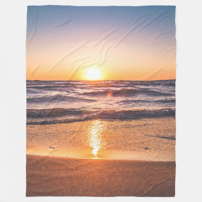 Ocean Sunset Tropical Holiday Fleecedecke (Vorderseite)