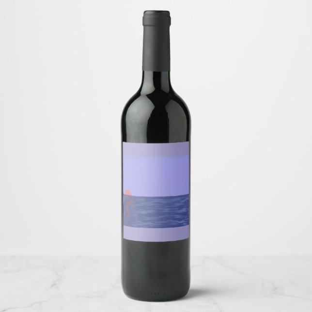 Ocean Sunset Wine Label Weinetikett (Vorderseite)