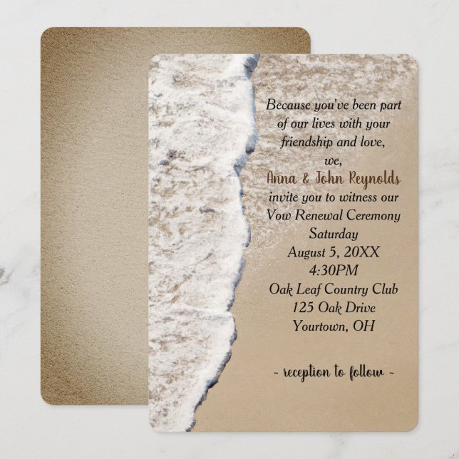Ocean Surf Wedding Vow Erneuerung Einladung (Vorne/Hinten)