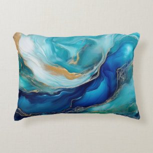 Ocean Symphony: Cobalt und Aquamarin Abstrakt Dekokissen