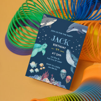 Ocean Thème Anniversaire Carte d'invitation