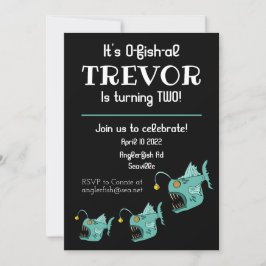 Ocean Theme Boys Birthday Anglerfish O-fish al Einladung