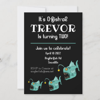 Ocean Theme Boys Birthday Anglerfish O-fish al Einladung