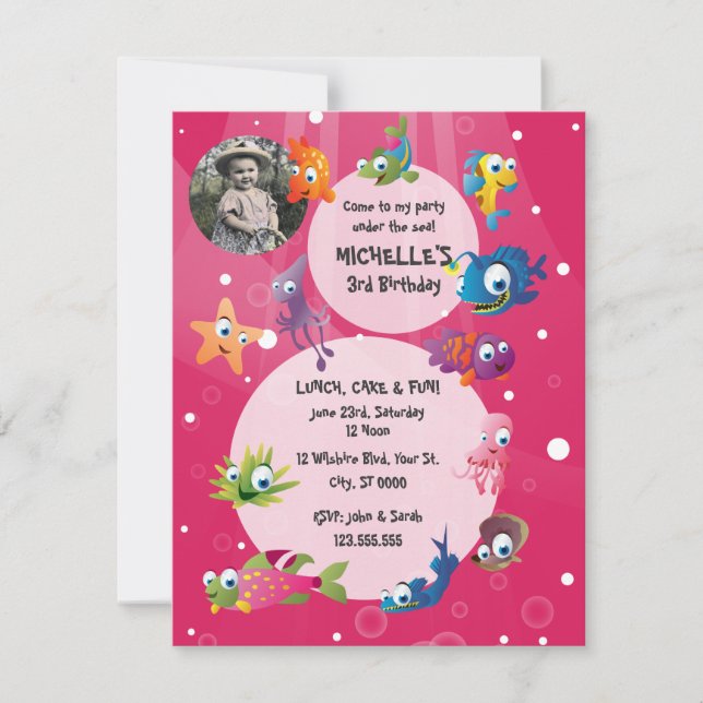 Ocean Theme Kinder zum Geburtstag Party Einladung (Vorderseite)