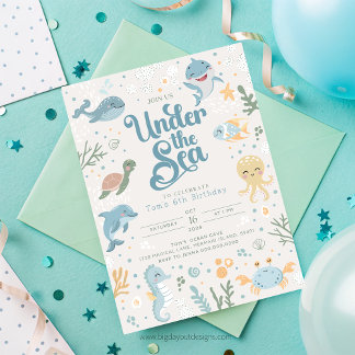 Ocean Themed 6. Geburtstag Einladung. Kinder im Me Einladung