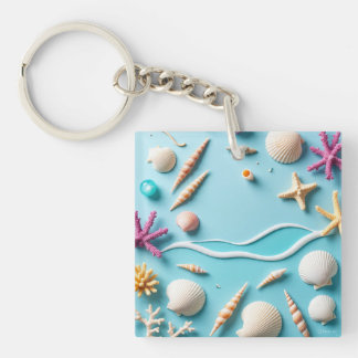 Ocean-Themed Keychain – Sea Life Design with Shell Schlüsselanhänger
