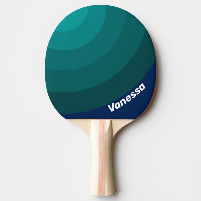 Ocean Tide Circle Stripe with Name Tischtennis Schläger (Vorderseite)