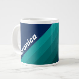 Ocean Tide Stripes with Name Jumbo-Tasse