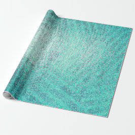 Ocean Tiffany Aqua Paint Stripes Linen Metallic Geschenkpapier