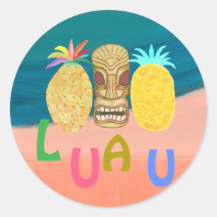 Ocean Tiki Pineapple Luau Runder Aufkleber