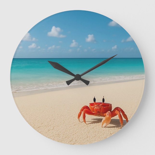 Ocean Time - Round Wall Clock (1 Crab) Große Wanduhr (Vorderseite)