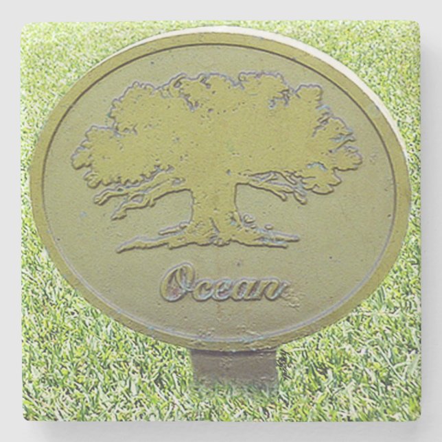 Ocean Tree Golf , Kiawah Island, SC Marmor Unterse Steinuntersetzer (Vorderseite)