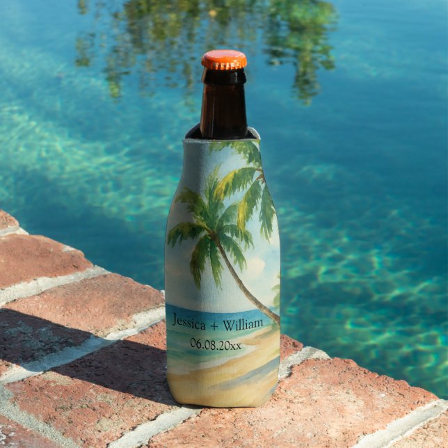 Ocean Tropical Beach Island Summer Wedding Flaschenkühler (In Situ Pool)