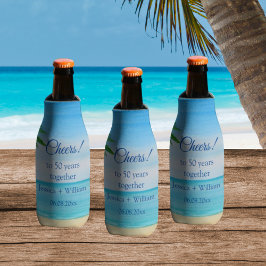 Ocean Tropical Golden 50. Hochzeitstag Flaschenkühler