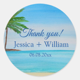 Ocean Tropical Island Beach Hochzeit Vielen Dank Runder Aufkleber