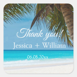Ocean Tropical Wedding Jubiläum Danke Quadratischer Aufkleber