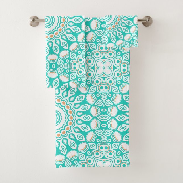 Océan Turquoise et Beige Mandala Motif (En situation)