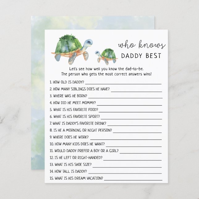 Ocean Turtles - Wer kennt DADDY am besten (Vorne/Hinten)