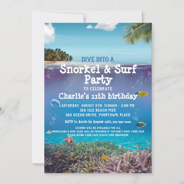 Ocean Under the Sea Beach Party Invitation (Devant)
