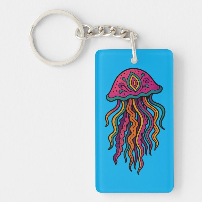 Ocean Vibes Jellyfish Keychain Schlüsselanhänger (Vorderseite)