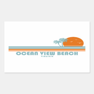 Ocean View Beach Virginia Sun Palm Trees Rechteckiger Aufkleber