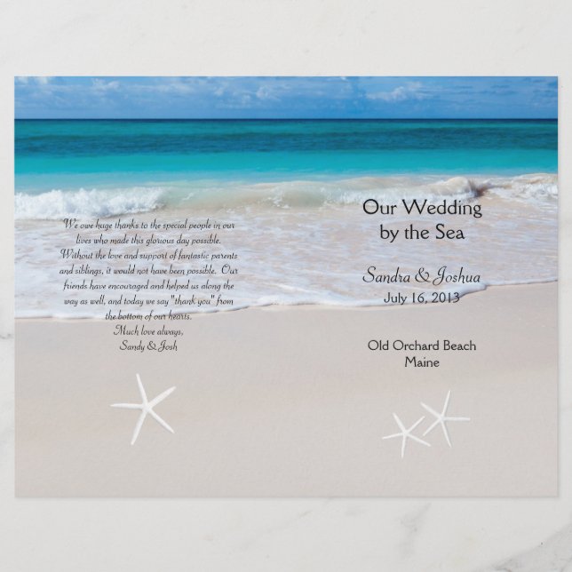 Ocean Water & Beach Sand Wedding Programme Modèle (Devant)