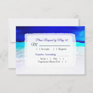 Ocean Water Blue Beachy Wedding Carte RSVP
