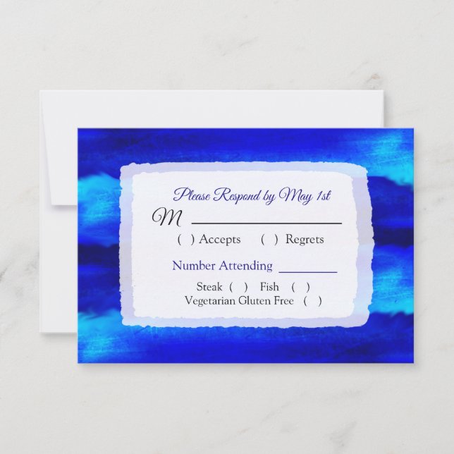 Ocean Water Blue Beachy Wedding RSVP Karte (Vorderseite)