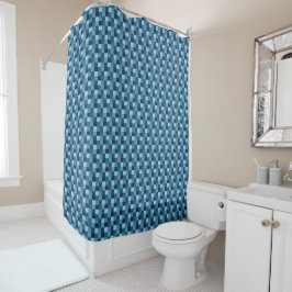 Ocean Water Blue Checkered Dusche Vorhang