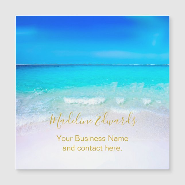 Ocean Wave Beach Gold Magnet Business Card (Vorderseite)