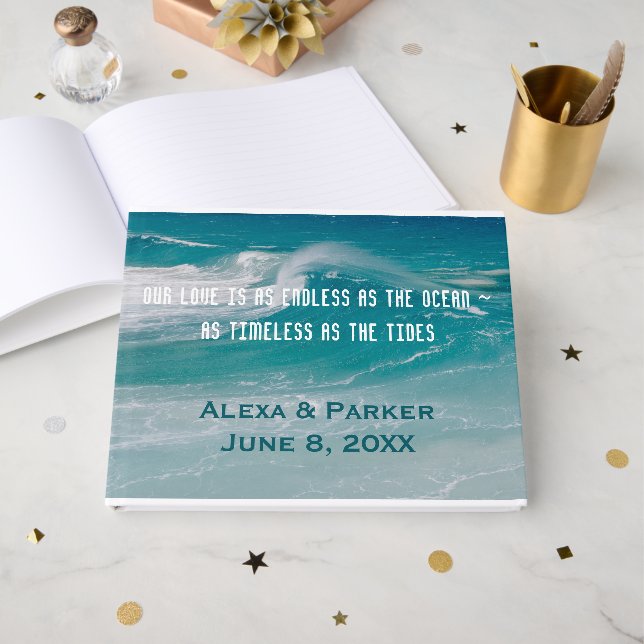 Ocean Wave Beach Hochzeit Gästebuch (Vorderseite Offen)